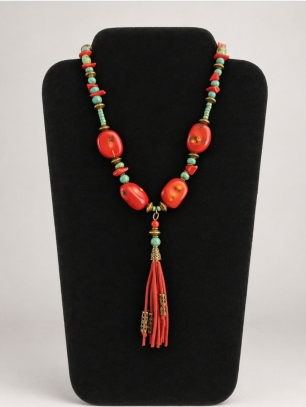 Sterling Silver Components Turquoise Coral Handmade Necklace